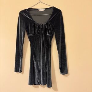 Black-Blue Velvet Dress